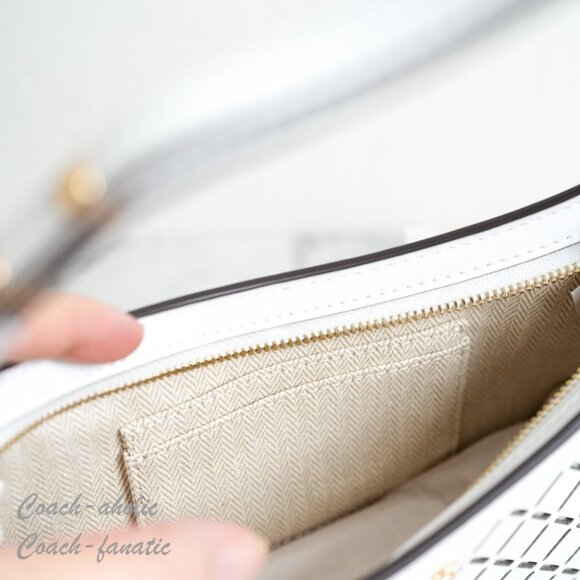 NWT Tory Burch Emerson Perforated Leather Shoulder Bag in Optic White - Picture 8 of 8